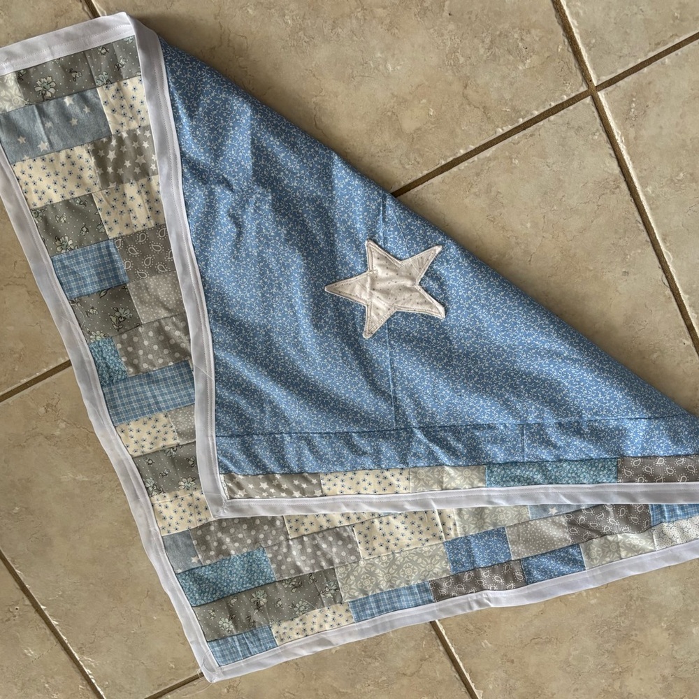 Homemade/handmade baby drag-around blankie/quilt. Approximately 30 x 30
